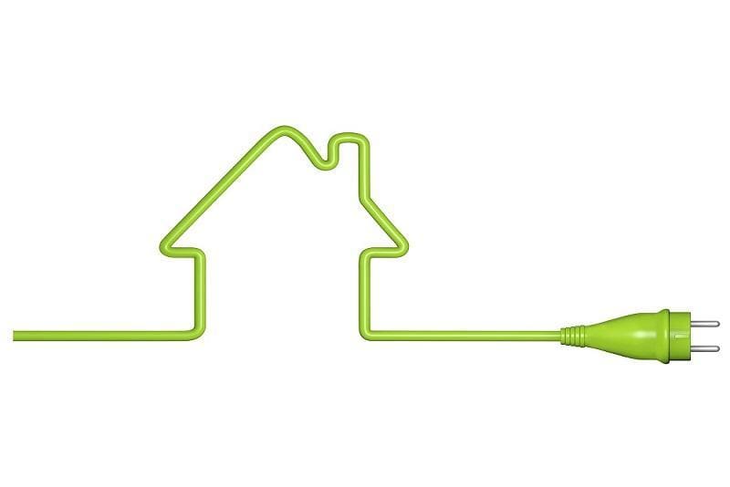 zielony kabel w kształcie domu